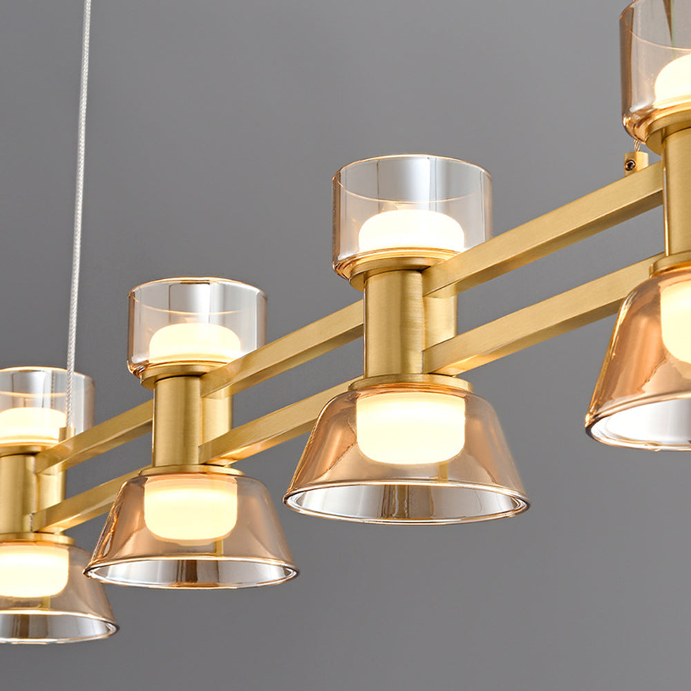 Evette Moderne Design Lineaire Hanglamp Metalen/Glas Zwart/Goud Eetkamer