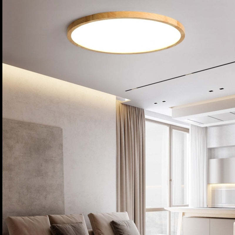 Ozawa Moderne Ronde LED Plafondlamp Hout/Acryl Slaap/Eet/Woonkamer