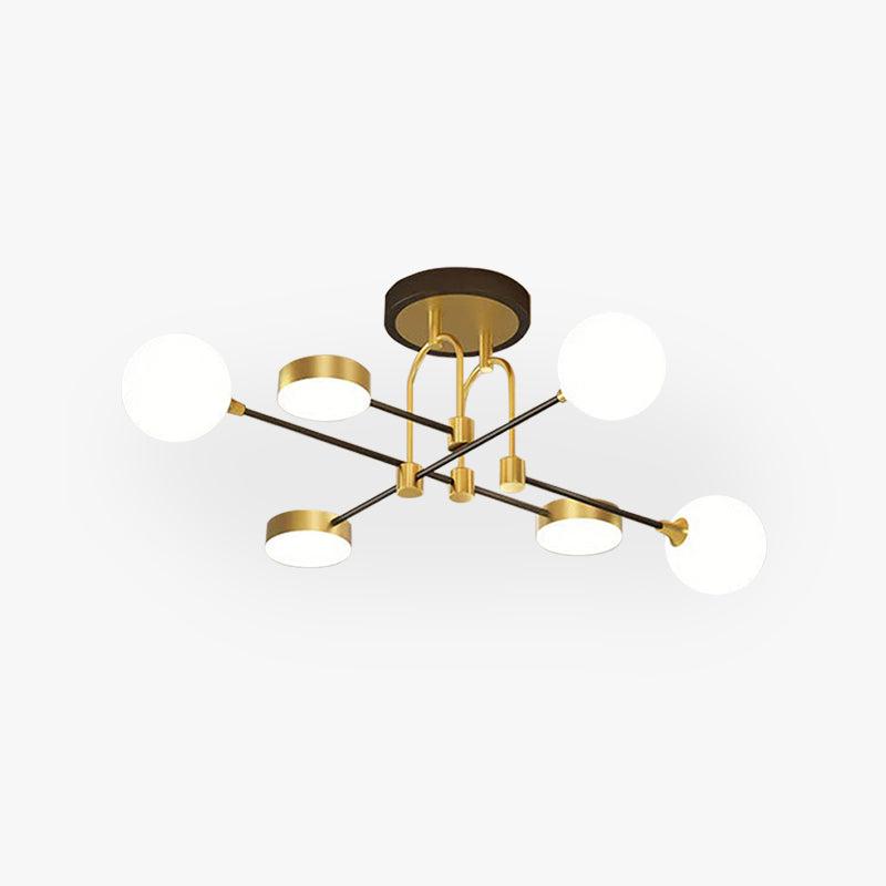 Valentina Industrial Moderne LED Plafondlamp Goud Metaal Glas Woonkamer