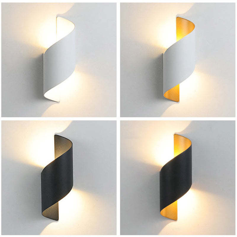 Orr Binnen Waterbestendig Metaal Spiraal Led Wandlampen Zwart Goud Tuin