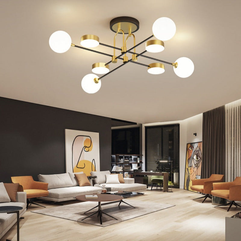 Valentina Industrial Moderne LED Plafondlamp Goud Metaal Glas Woonkamer