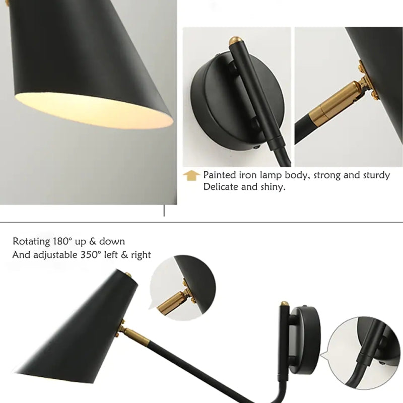 Brady Kleine LED Wandlampen Zwart Goud Metaal Woonkamer Eetkamer