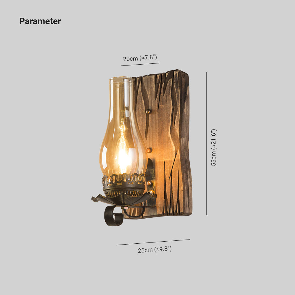 Austin Design Vintage Wandlamp Kaars Houten Glas, Woonk/Eetk/ Slaapkamer
