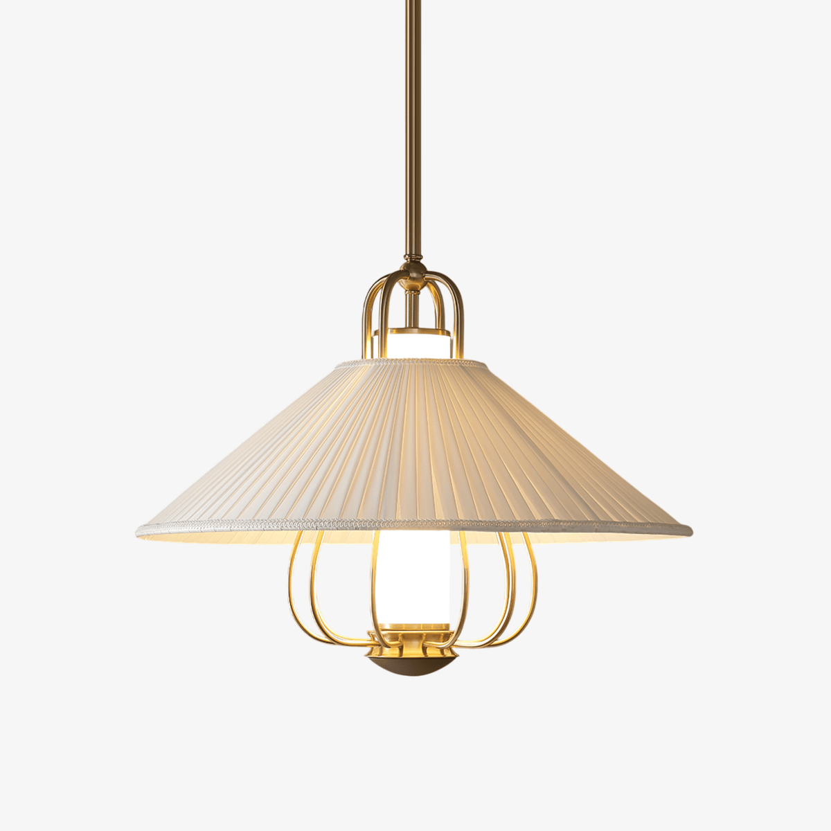 Solisiella hanglamp stof goud LED voor eetkamer