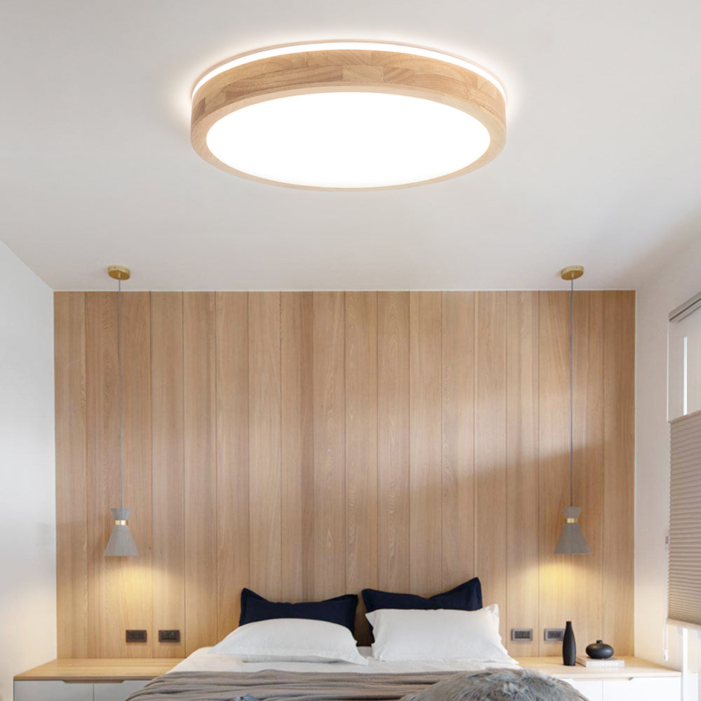 Ozawa Design Ronde LED Plafondlamp Hout Glas Woonkamer Slaapkamer