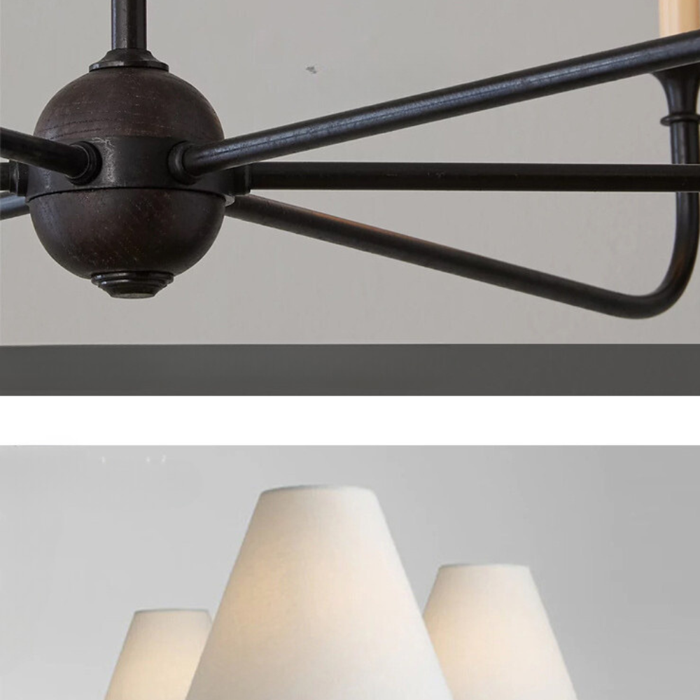 Alessio Vintage Monteren Kroonluchter Zwart/Wit/Messing Metaal Slaap/Woonkamer