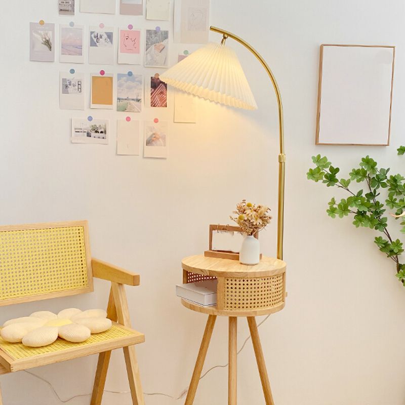 Ozawa Retro Design LED Geplooide Vloerlamp Metaal/Hout Nachtkastje Eetkamer/Woonkamer