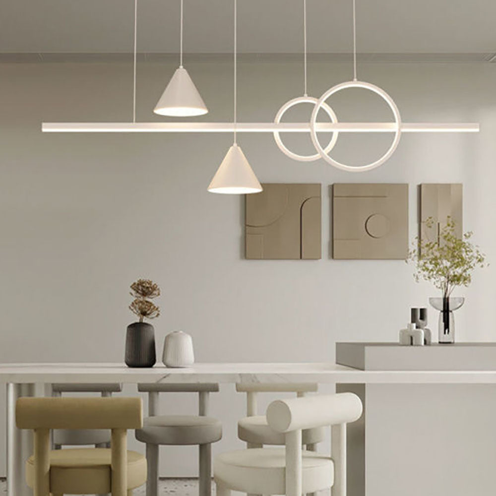 Edge Eigentijdse Lineaire Metalen Hanglampen Geometrische Stijl Wit/Zwart