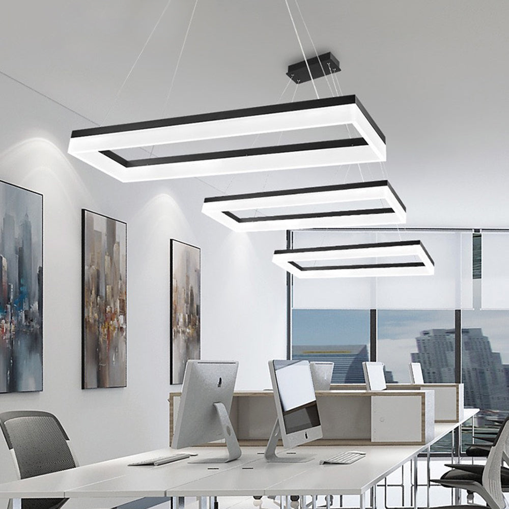 Bouvet Rechthoekig Moderne LED Hanglampen Wit Zwart Metaal Slaapkamer