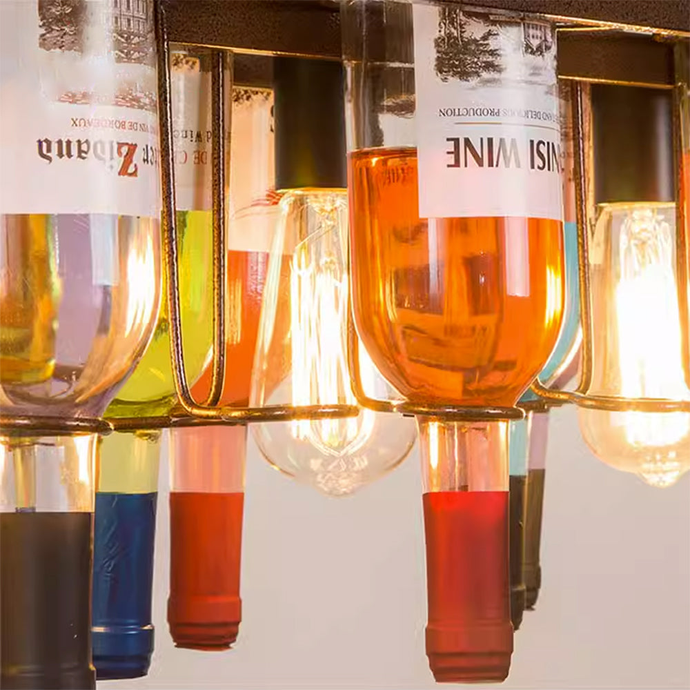 Hailie Art-Deco Wijnfles Glas Hanglamp Roest