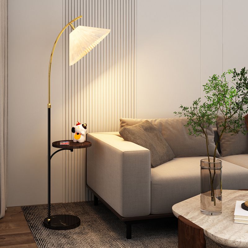 Ozawa Moderne Design LED Geplooide Metalen Vloerlamp Wit/Hout/Notenhout Eetkamer/Woonkamer
