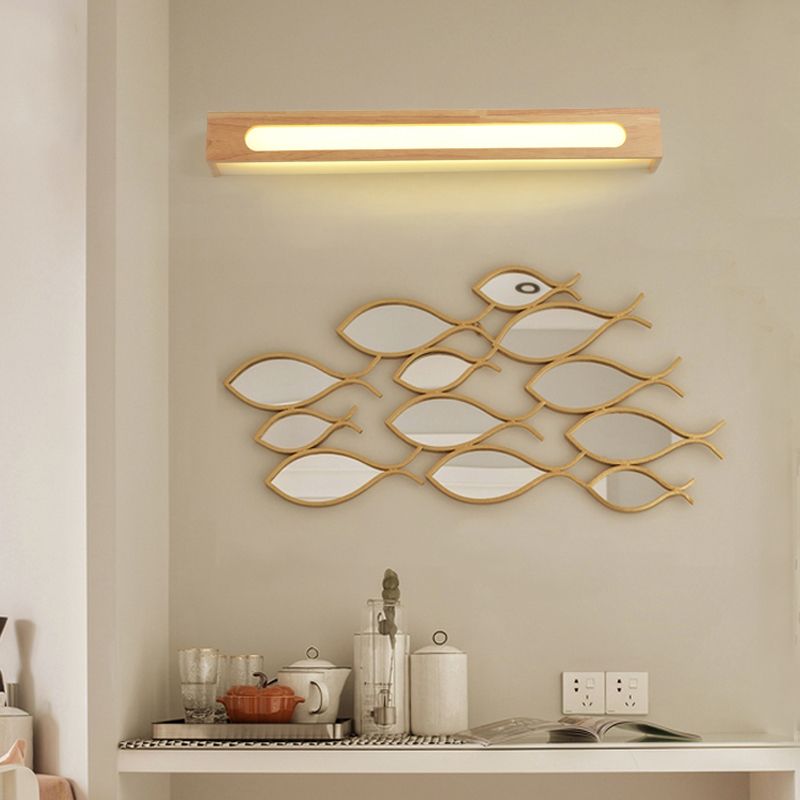 Ozawa Moderne Rond/Rechthoek/Ovaal LED Wandlamp Hout/Acryl Bruin Slaap/Woon/Badkamer
