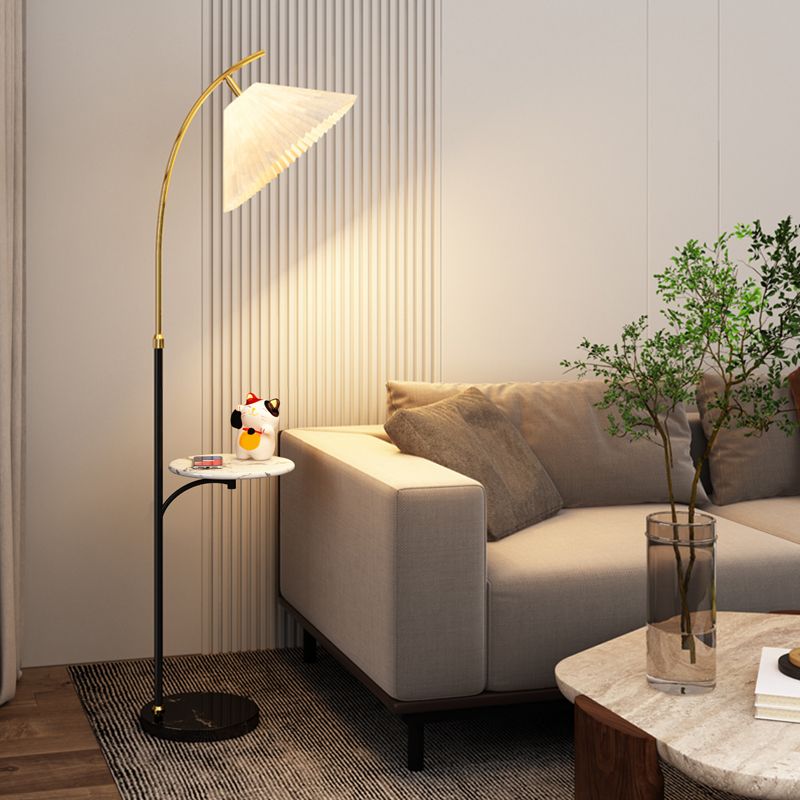 Ozawa Moderne Design LED Geplooide Metalen Vloerlamp Wit/Hout/Notenhout Eetkamer/Woonkamer