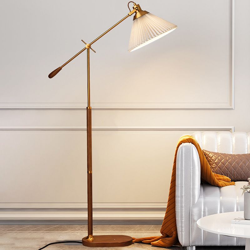 Ozawa Retro Design LED Vloerlamp Geplooid Metaal/Hout Woonkamer/Slaapkamer