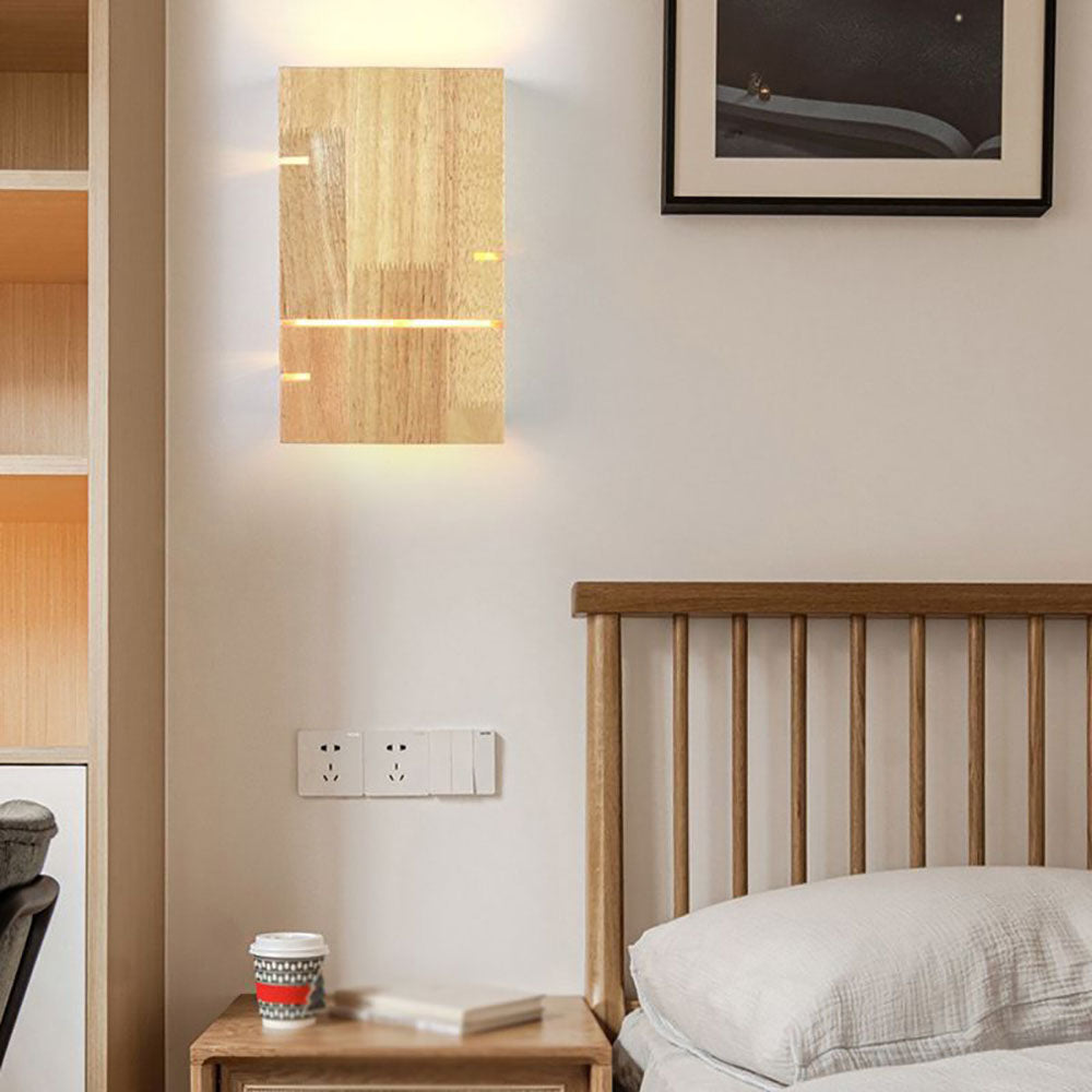 Ozawa Rechthoekig Modern Design LED Wandlamp Massief Hout Slaapkamer