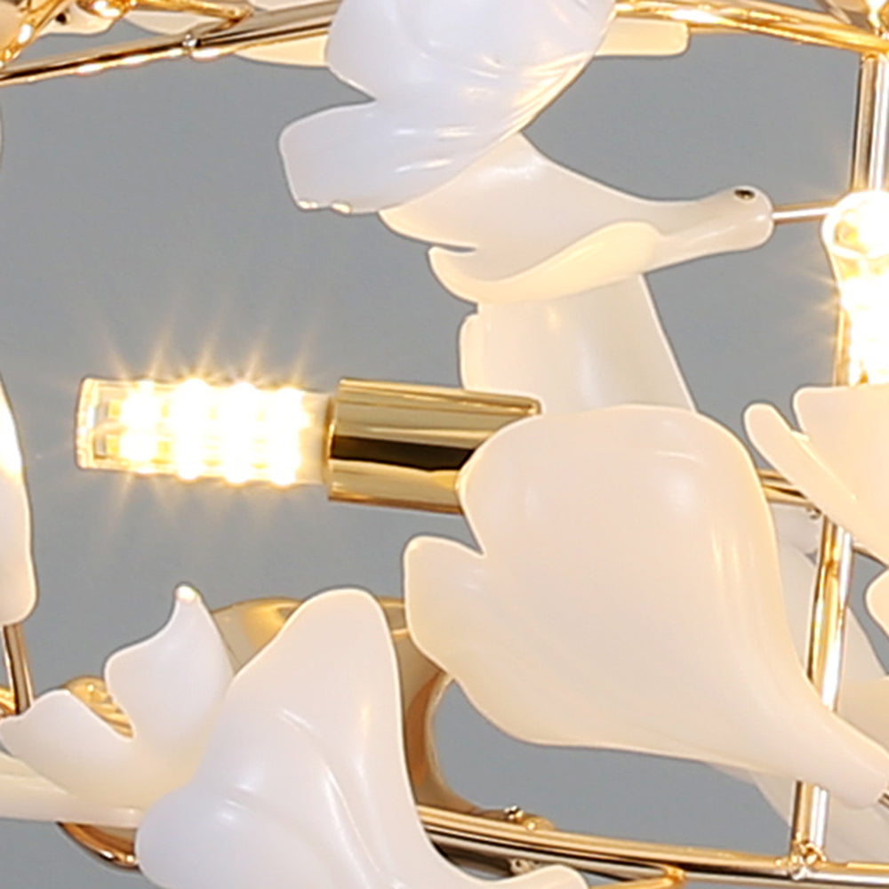 Olivia Flowerpot LED Hanglamp Wit Gouden Metaal Woonkamer Eetkamer