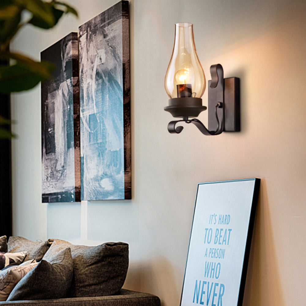 Alessio Vintage Design Kaars Wandlamp Hout Metalen Woon/Slaapkamer