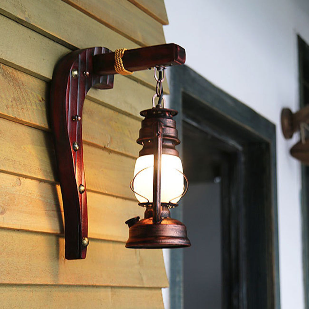 Austin Retro Wandlamp Booglamp Hout Donkerbruin, Woonk/Eetk/ Slaapkamer