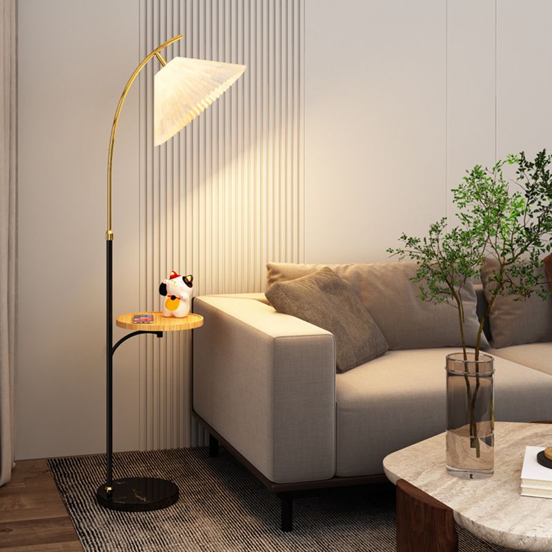 Ozawa Moderne Design LED Geplooide Metalen Vloerlamp Wit/Hout/Notenhout Eetkamer/Woonkamer