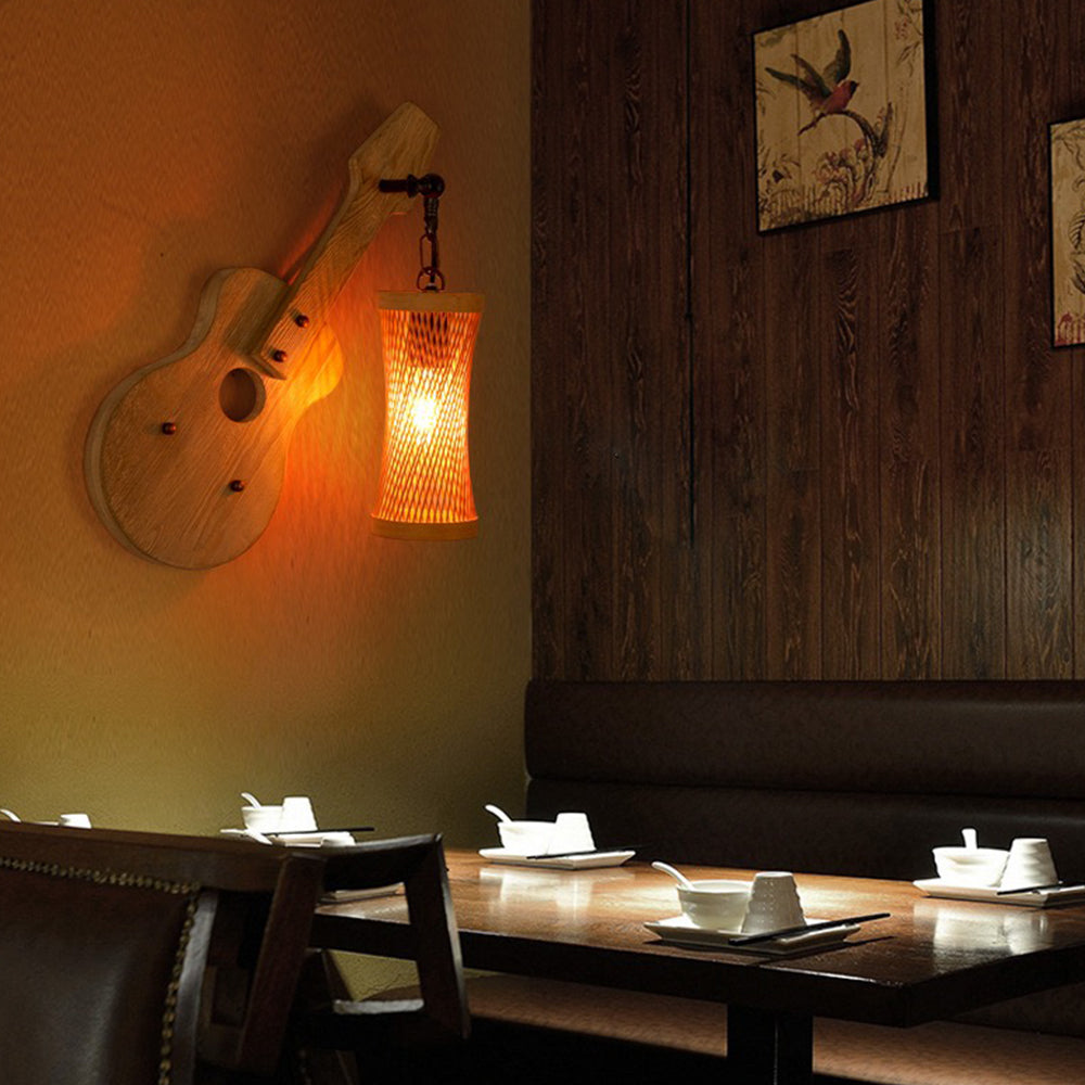 Alessio Wall Lamp American Vintage Guitar Decorative Wood/Metal
