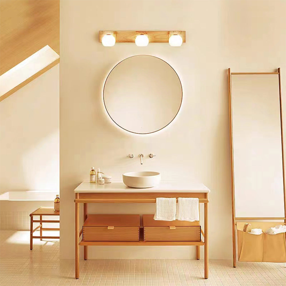 Ozawa Modern Spiegel LED Wandlamp Hout Glas Metaal Badkamer
