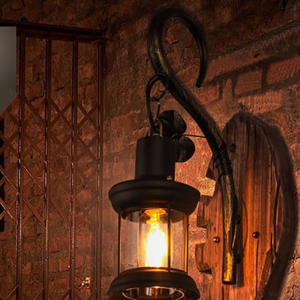 Austin Design Visvorm Vintage LED Wandlamp, Hout/Metaal, Woonk/Eetk/ Slaapkamer