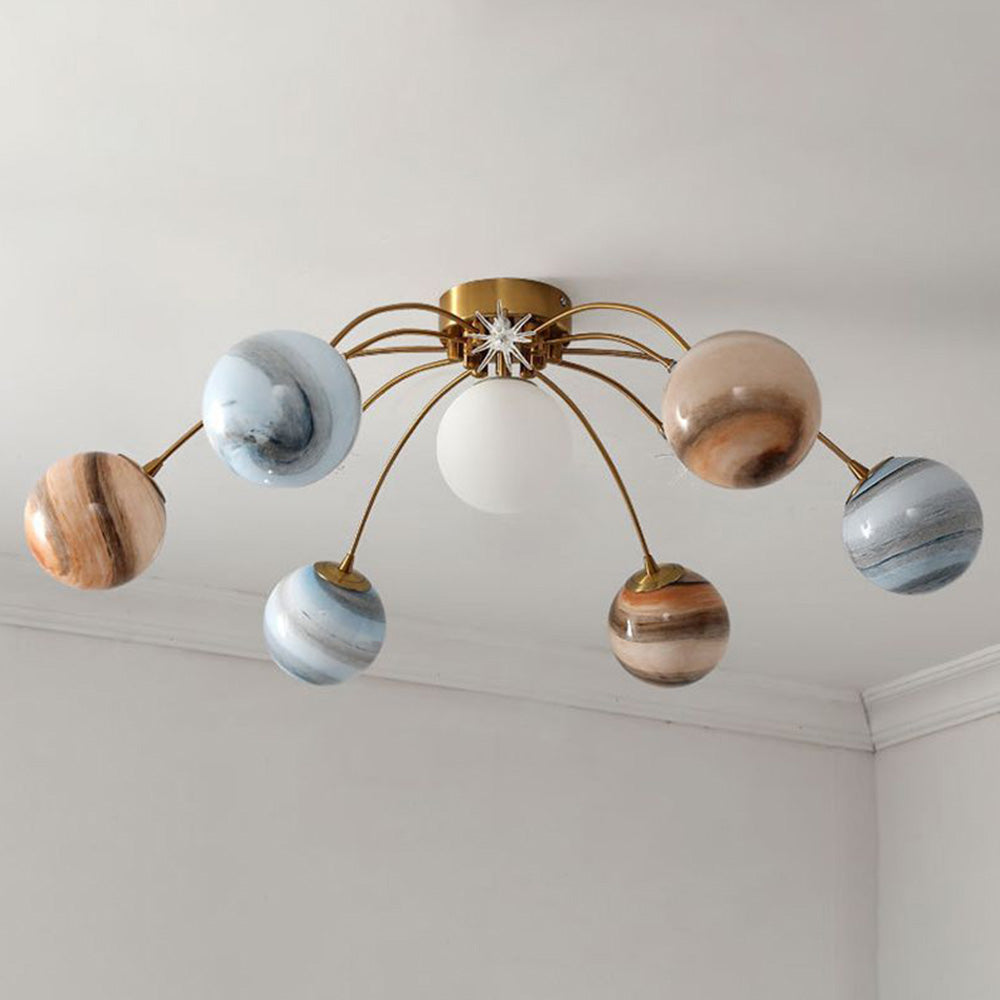 Elif Moderne Planet LED Binnen Plafondlamp Metaal Glas Slaapkamer