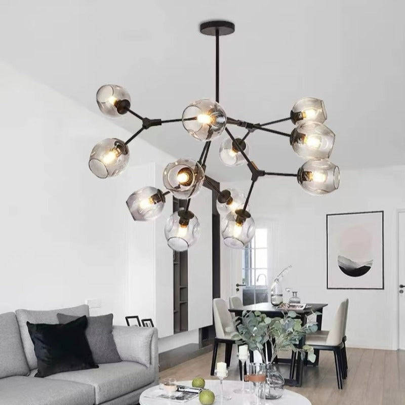 Valentina Moderne Bubbel LED Hanglamp Metaal/Glas Zwart/Goud Woonkamer/Slaapkamer