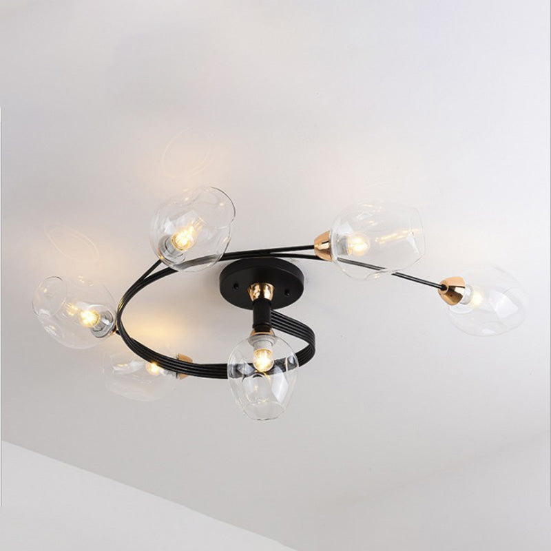 Valentina Moderne Mooi LED Plafondlampen Stijlvol Zwart Metaal/Glas Slaapkamer