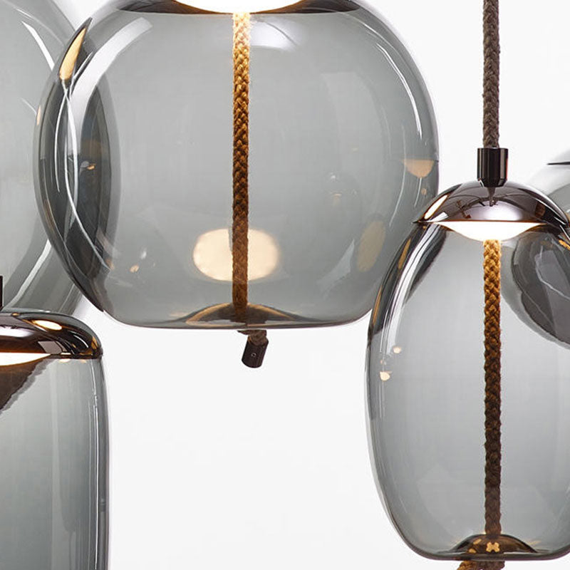 Valentina Ronde LED Hanglampen Blauw Metaal Glas Eetkamer Woonkamer