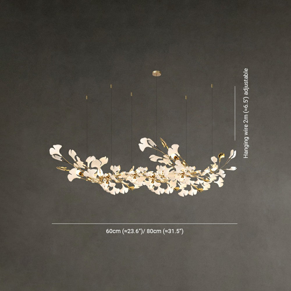 Olivia Design Ginkgoblad LED Kroonluchters Goud/Wit Metaal/Keramisch Slaap/Eet/Woonkamer