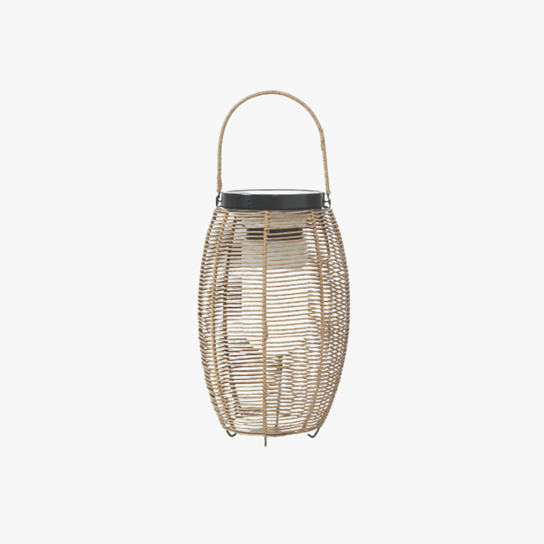 Ritta Retro LED Vloerlamp Hout Metaal/Rotan Tuin/Stoeprand/Balkon