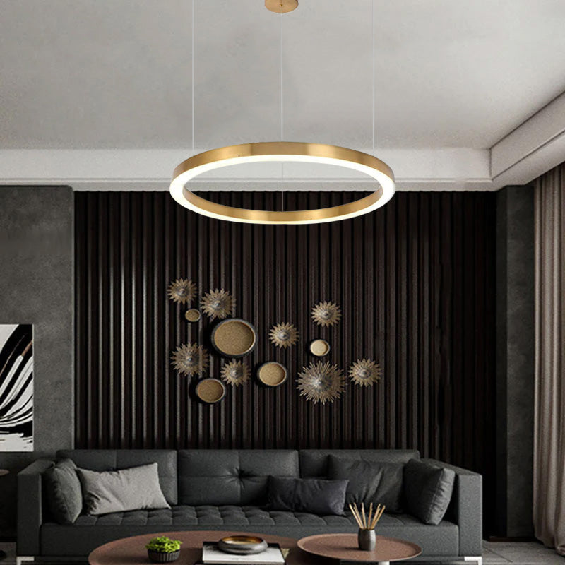 Arisha Moderne Ring Metalen Hanglamp, Woonk/Eetk/Slaapkamer, Goud