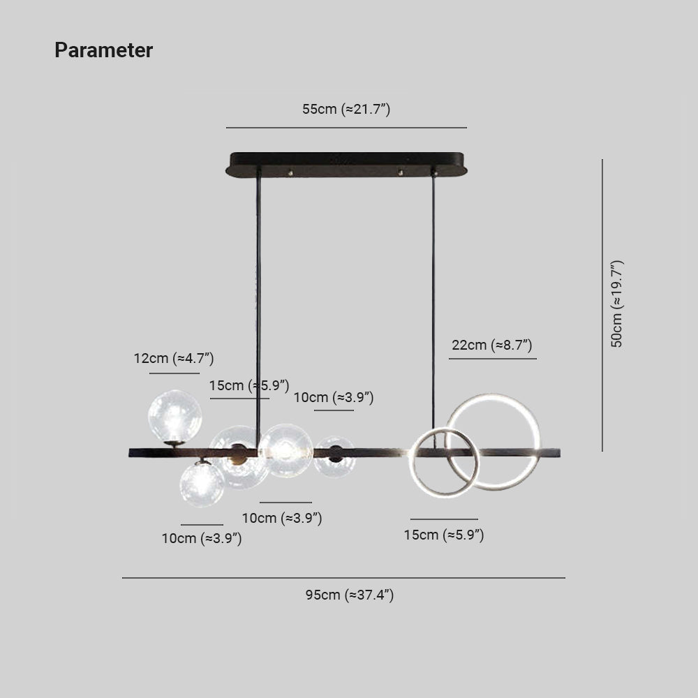 Valentina Vintage LED Hanglampen Zwart Gouden Glas Metaal Woonkamer