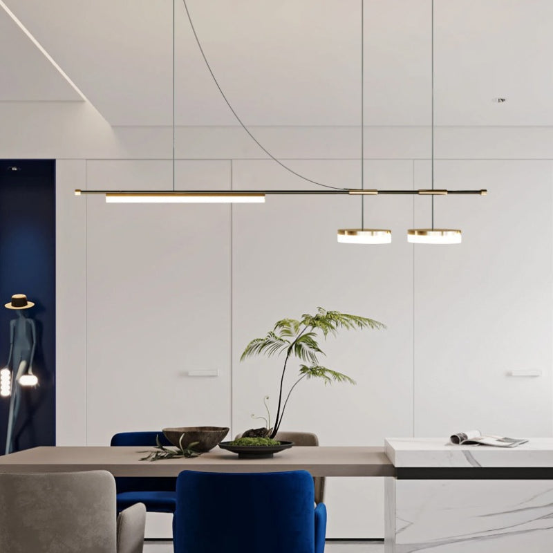 Freja Modern Lang LED Hanglampen Zwart Metaal Eetkamer Ruimte