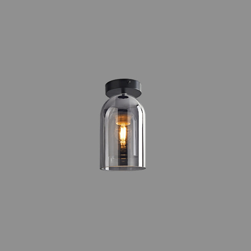 Sanna Vintage LED Plafondlamp Rookgrijs Cognac Metaal Glas Slaapkamer Woonkamer
