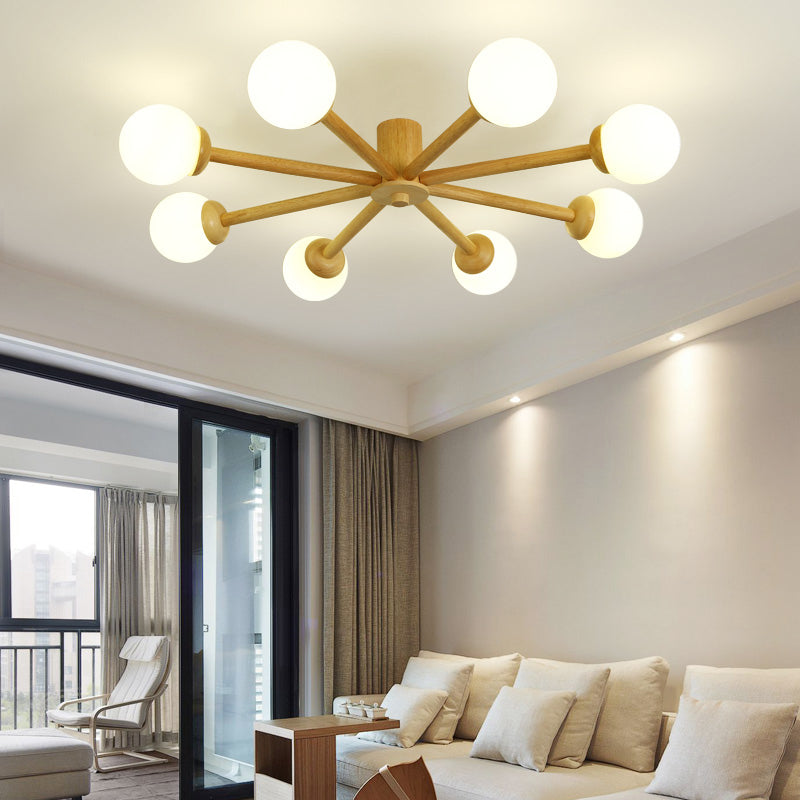 Ozawa Moderne Plafondlampen Hout Glas Woonkamer Slaapkamer Eetkamer