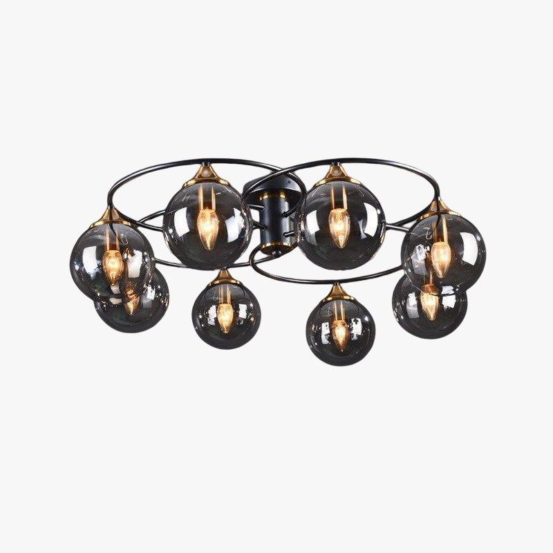 Valentina Vintage Ronde LED Plafondlamp Metaal/Glas Rokeriggrijs/Amber Slaap/Eet/Woonkamer