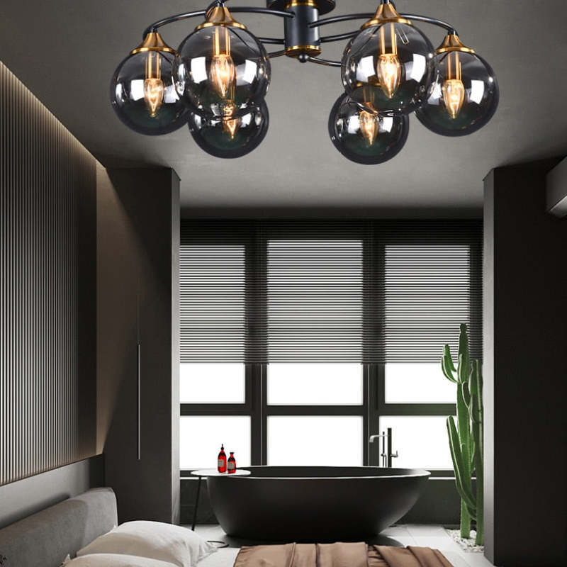 Valentina Vintage Ronde LED Plafondlamp Metaal/Glas Rokeriggrijs/Amber Slaap/Eet/Woonkamer