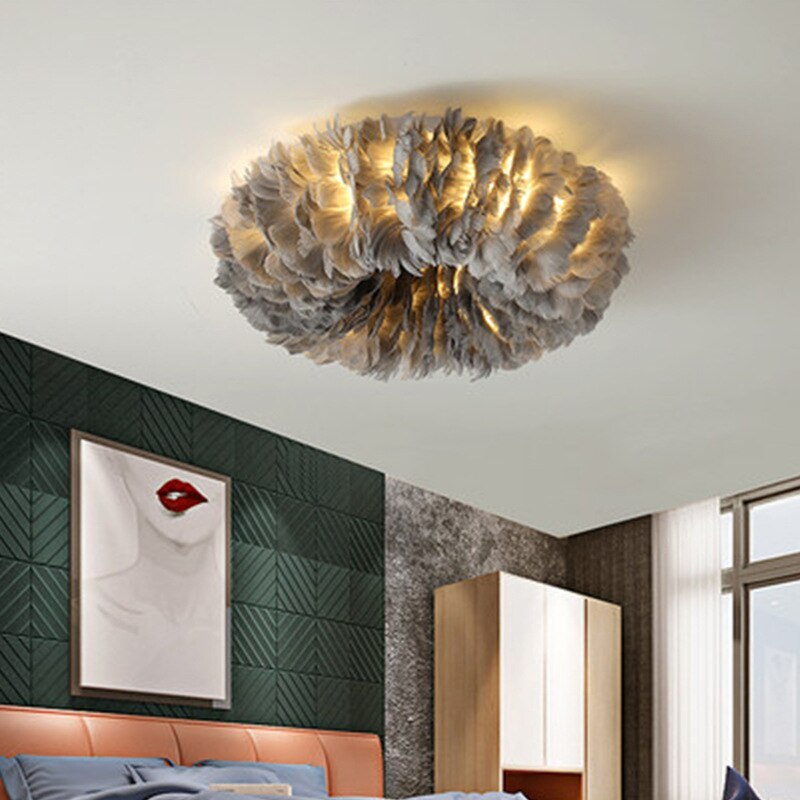 O'Moore Moderne LED Plafondlamp Wit/Geel/Roze Metaal/Vedder Hal/Bar