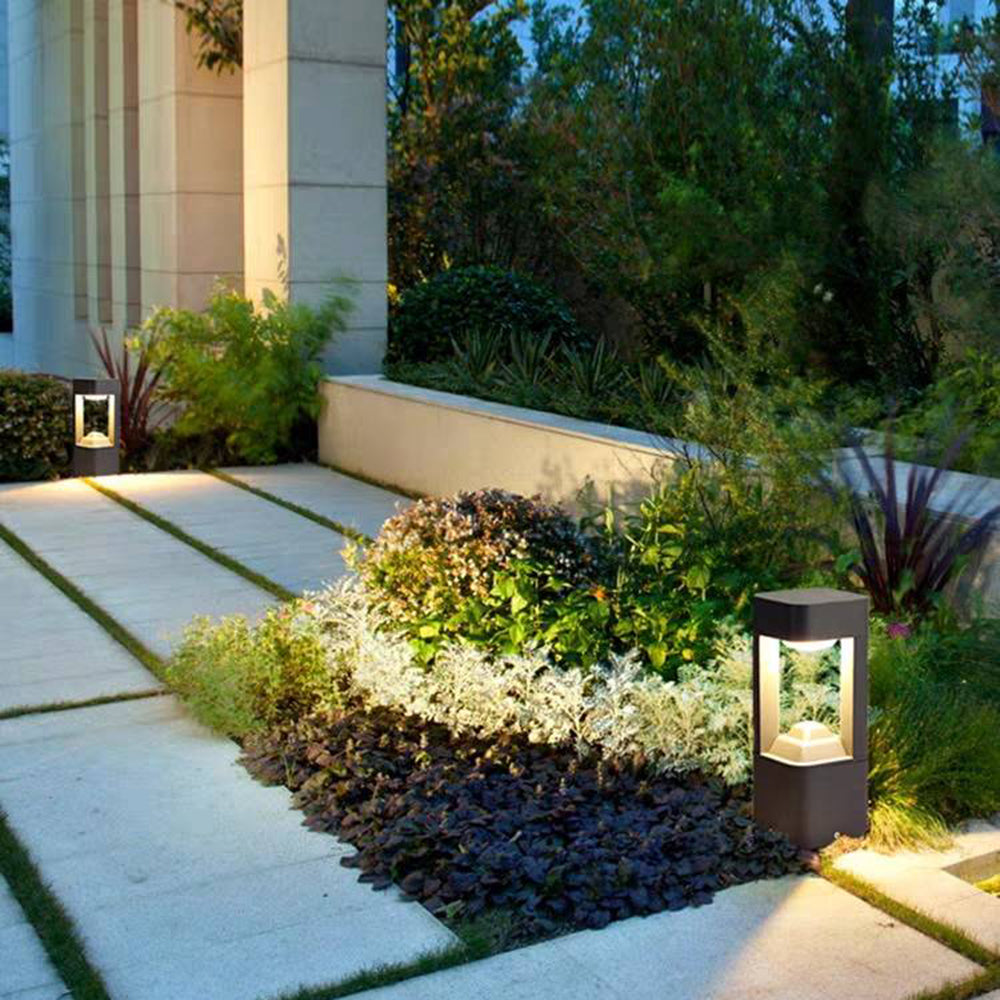 Pena Moderne Cilinder LED Vloerlamp Zwart Metaal Buiten Tuin