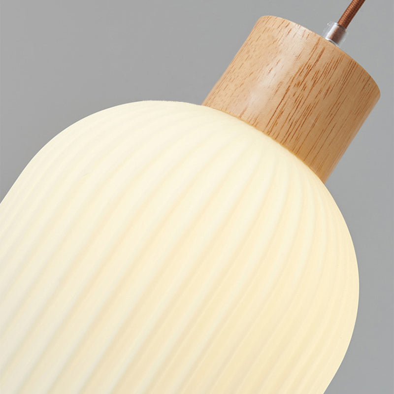 Ozawa Vintage Lantaarnvorm LED Hanglampen Wit Hout/Glas Slaapkamer/Eetkamer