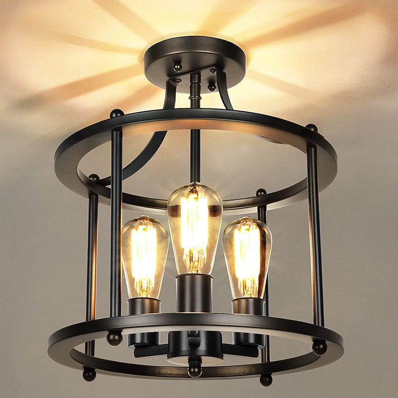 Alessio Industriele LED Plafondlamp Zwart Metaal Eettafel Woon/Slaapkamer