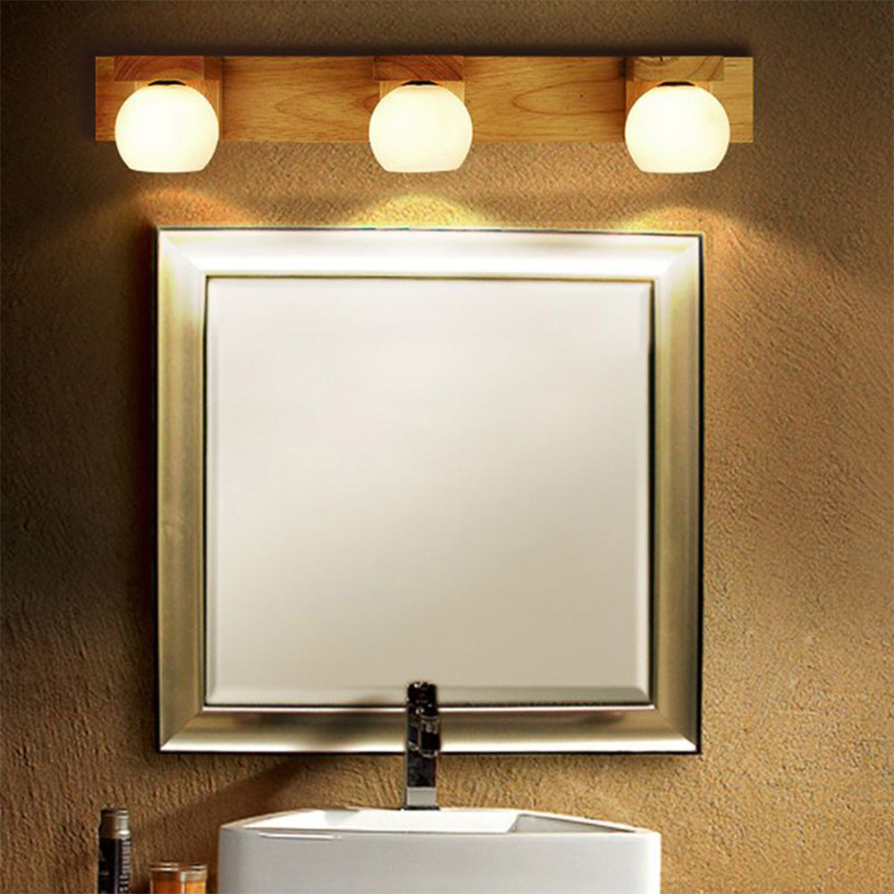 Ozawa Modern Spiegel LED Wandlamp Hout Glas Metaal Badkamer