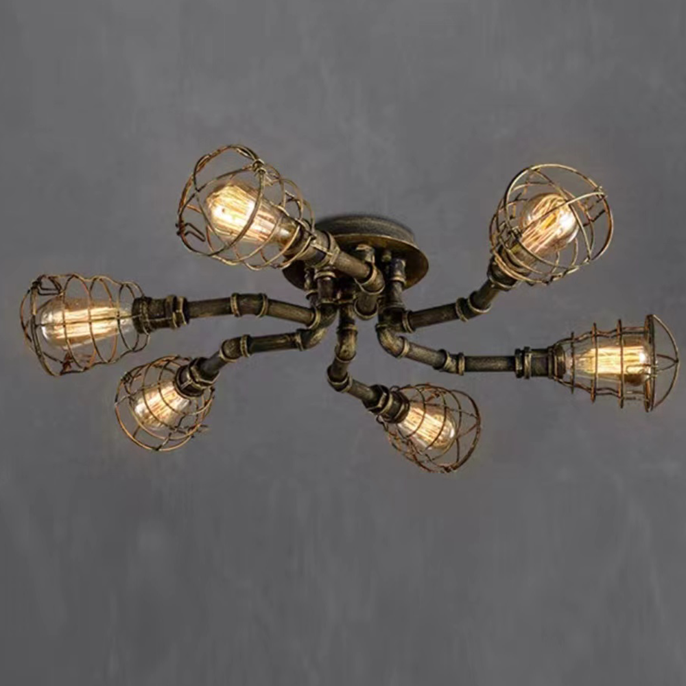 Alessio Industriele LED Plafondlamp Zwart/Messing Metaal Woon/Slaapkamer