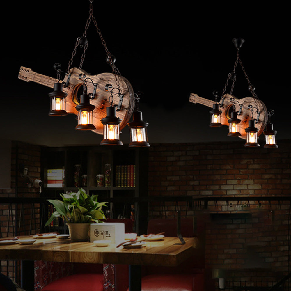 Austin Retro Gitaar Hanglamp Metaal Hout Slaapkamer Woonkamer