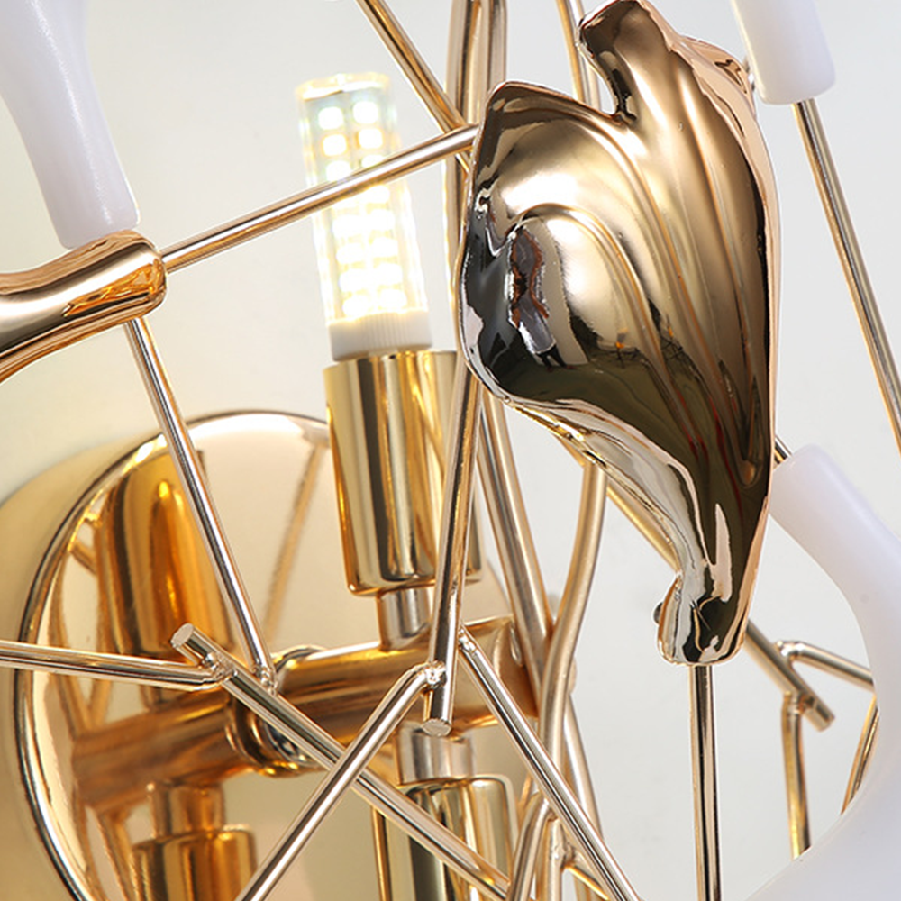 Olivia Decoratieve Bloem Wandlamp Wit Goud Keramiek Metaal Slaapkamer