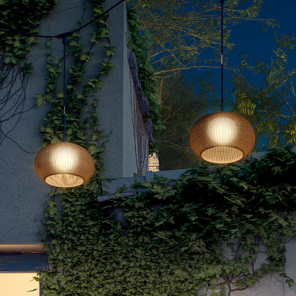 Ritta Retro Lantern Goud Hanglamp Rotan Bamboe/Acryl Slaapkamer