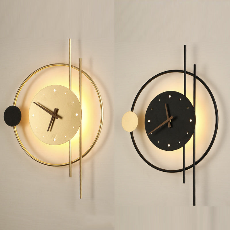 Nielsen Moderne Klok LED Wandlamp Zwart/Goud Metaal/Acryl Slaap/Eet/Woonkamer