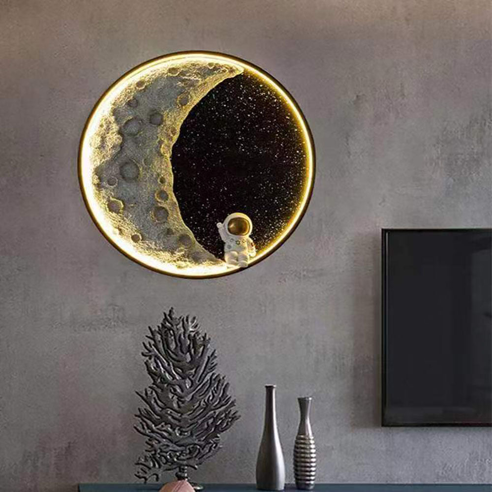 Elif Moderne Astronaut Maan Wandlamp, Metaal, Kinderkamer